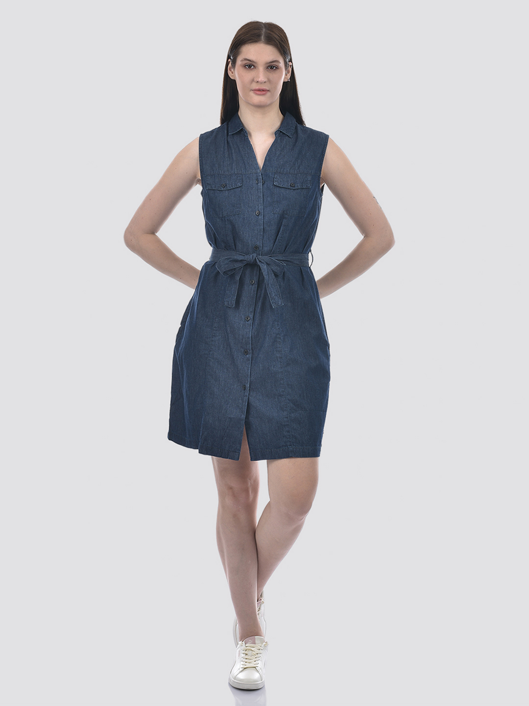 Numero Uno Women Sleeveless Shirt Dress